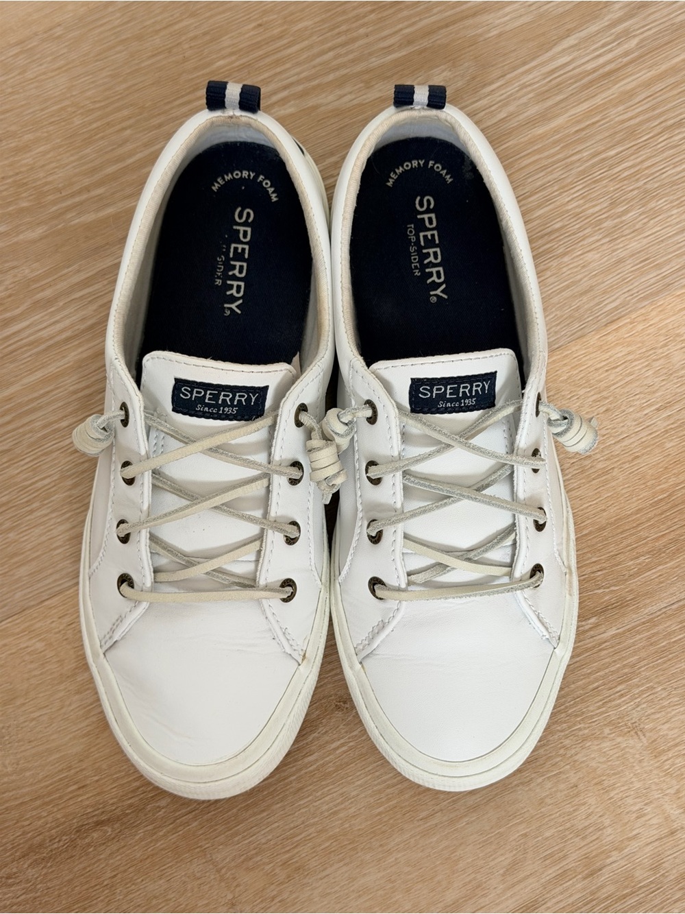 Sperry Pier Wave LTT Leather Sneakers White Lace Up Shoes 8.5 - Picture 7 of 10